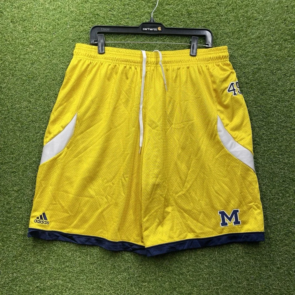 Michigan Wolverines Adidas Shorts Mens Extra Large Team Issued Basketball Y2K